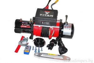 Лебедка 13500 Либри, 12V, електрическа, със синтетично въже, Titan 